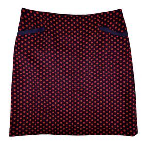 Talbots Red Polka Dot Skirt Womens 10‎ Navy Wool Blend Academia Pockets Career